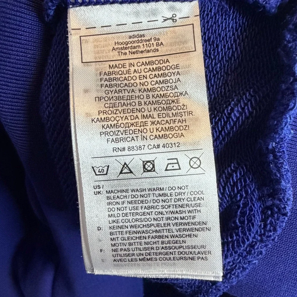 Adidas Primegreen Mens XL‎ Royal Blue Oversized Logo Hoodie Sweatshirt GR4106